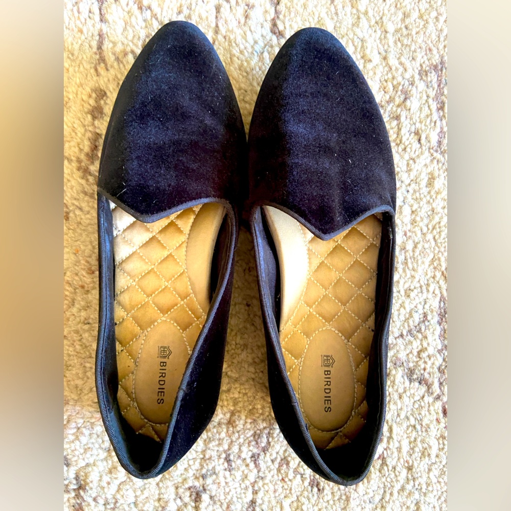 Birdies Black Velvet Loafers